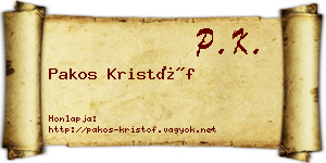Pakos Kristóf névjegykártya